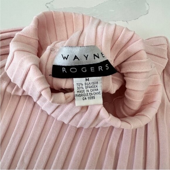 Vintage Wayne Rogers Silk Blend Ribbed Knit Turtleneck - Picture 9 of 12